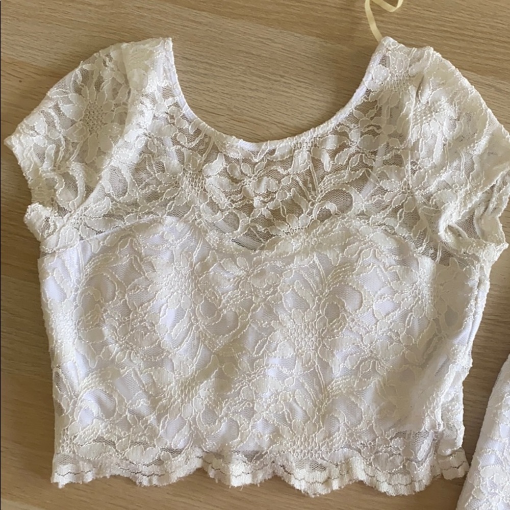 White sparkly top and skirt set